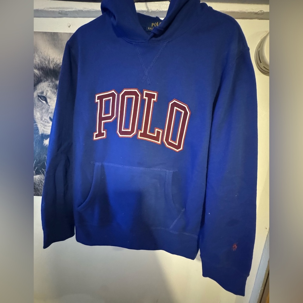 Ralph Lauren Blue Hoodie with Gold Accents